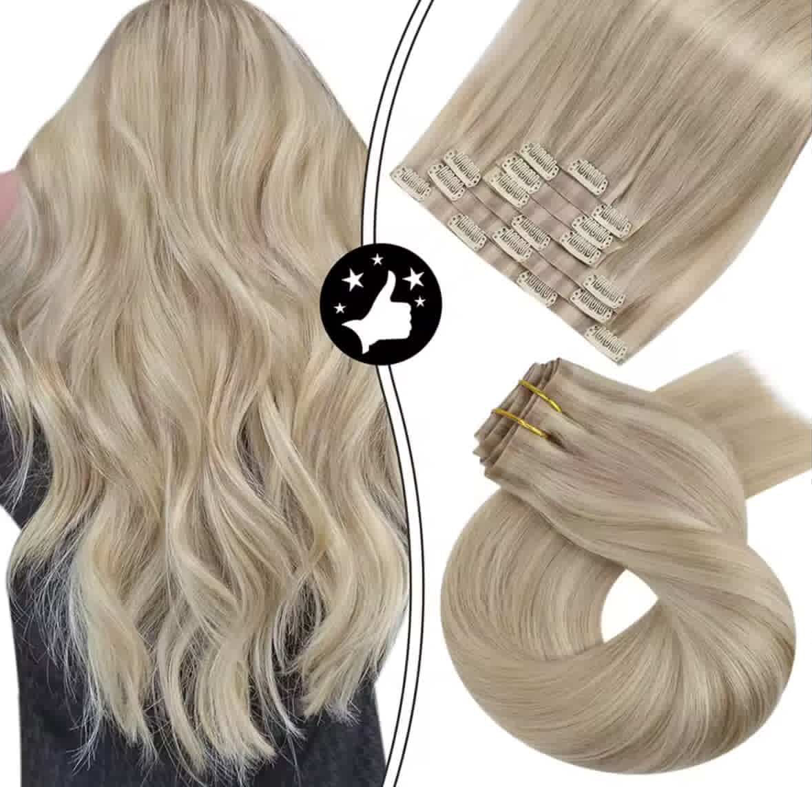200gr 55cm Extensiones Clips, cabello natural