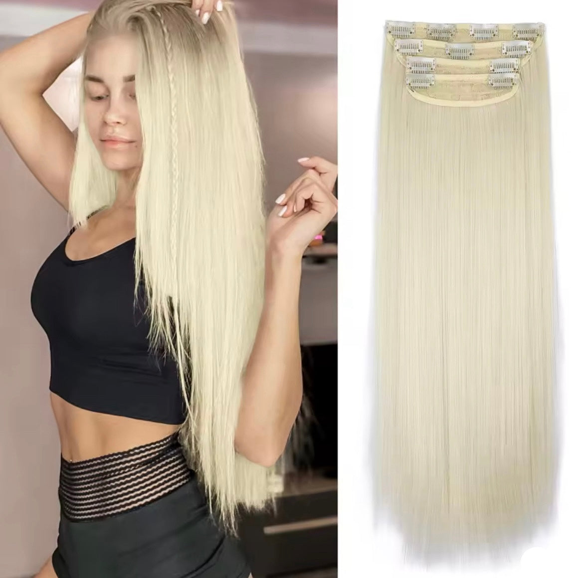 Extensiones clips lisas fibra