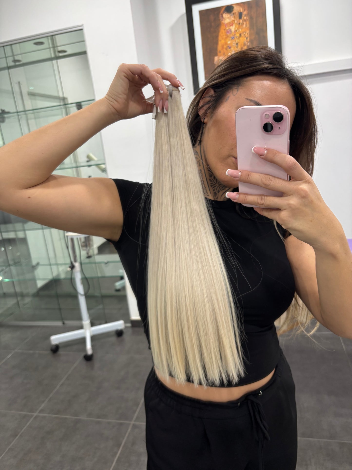 Cabello humano en cortina