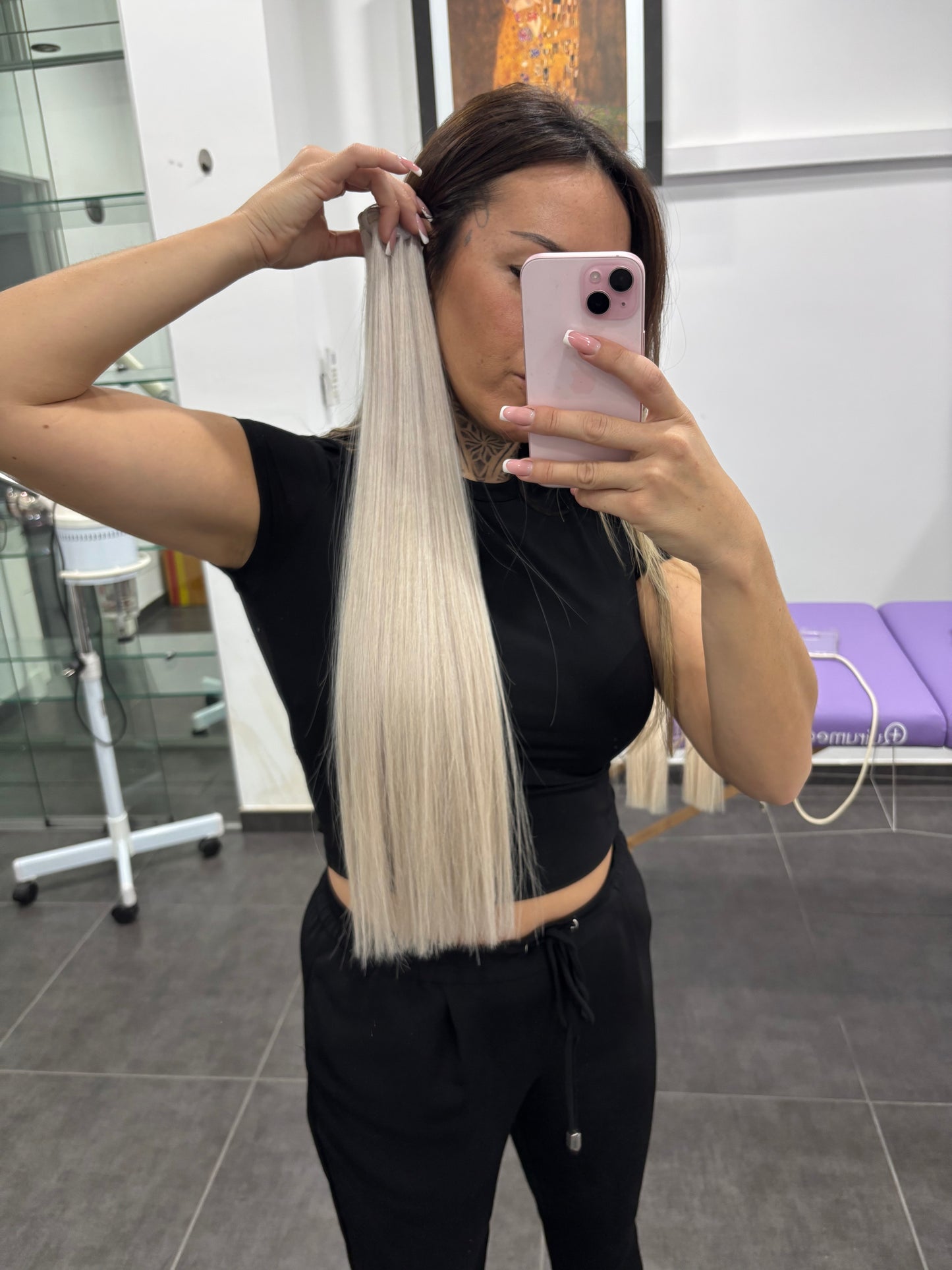 Cabello humano en cortina