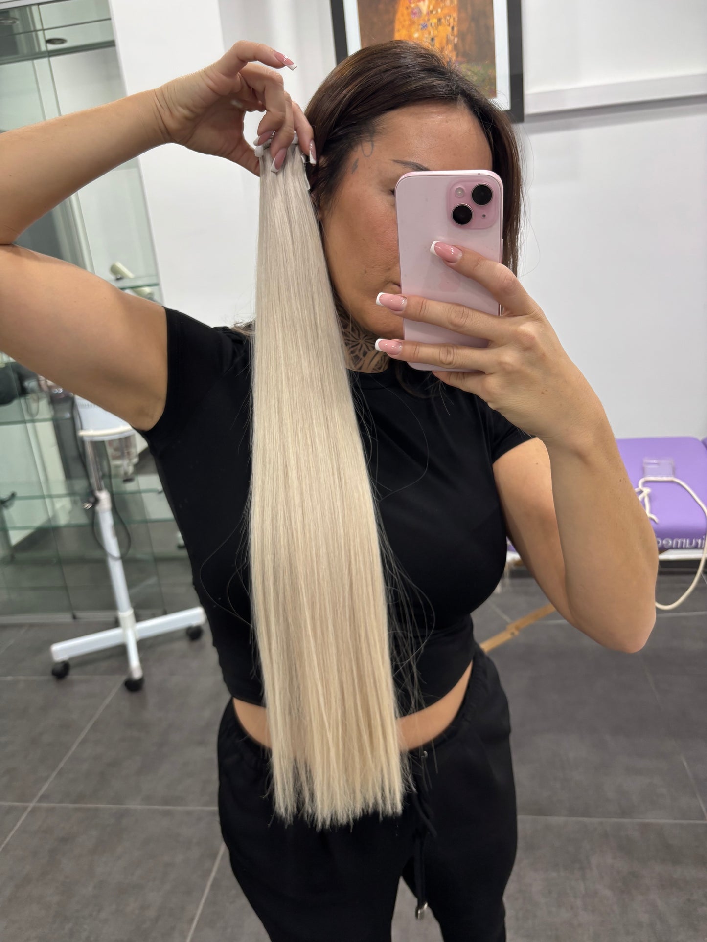 Cabello humano en cortina